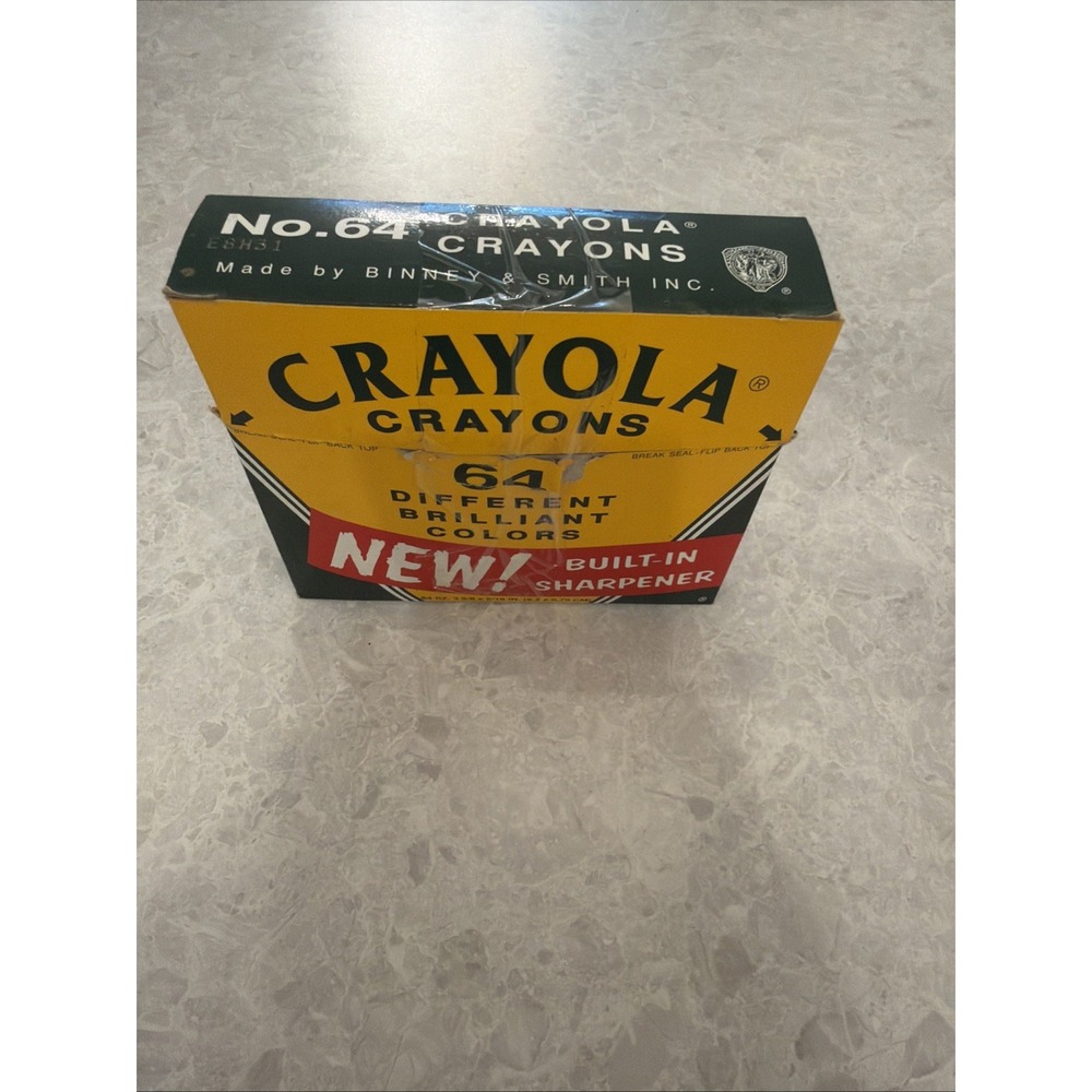 Vintage Crayola Crayons 64 Vibrant Colors With Built-In Sharpener.